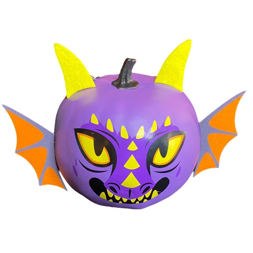 2/$20 3/$25 Halloween Decorative Large Purple Pumpkin Dragon Sculpture 8” NEW